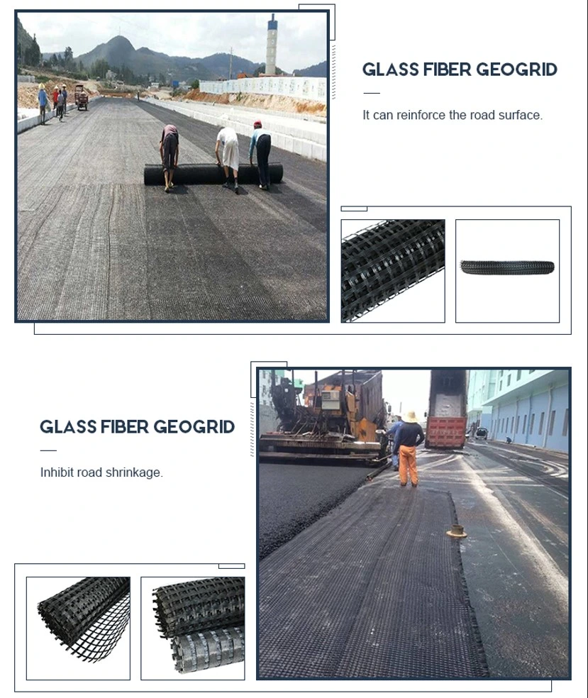 Materiais de terra Fibra de vidro Geogrid para o fortalecimento da estrada 2