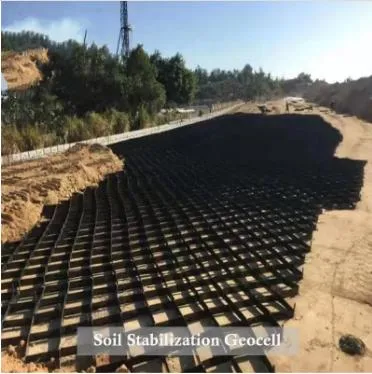 Geocélulas estabilizadas de inclinação de texturas perforadas de HDPE preto geocélulas geocélulas para engenharia civil 3