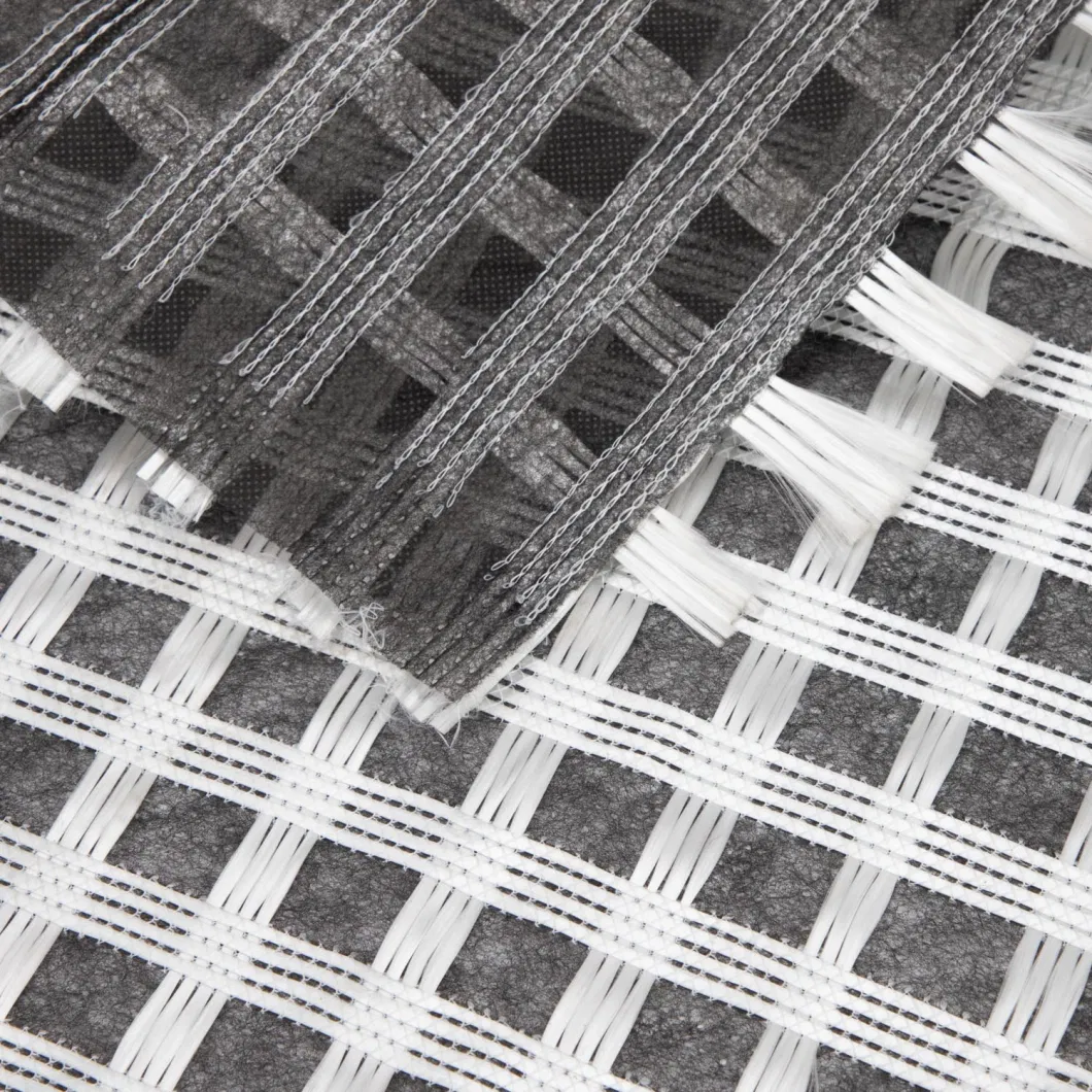 Geogrid de fibra de vidro biaxial composta com geotextil não tecido para reforço do solo/material de construção rodoviária Geocompos 2