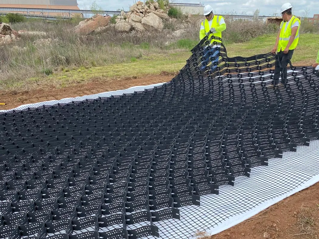 Material de rede de cascalho de HDPE Sistema de entrada Geocell texturizado para reforço de estradas Pavimentação de rede de grama 6