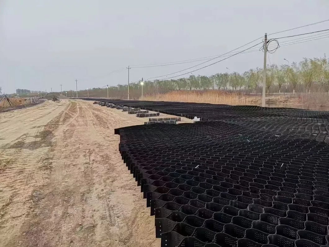 Alta Cabaça de Mel Negro HDPE Geocell Reforçamento Rota Para Rota Gravel Estabilizador Grade Parede de retenção terraplenagem 0