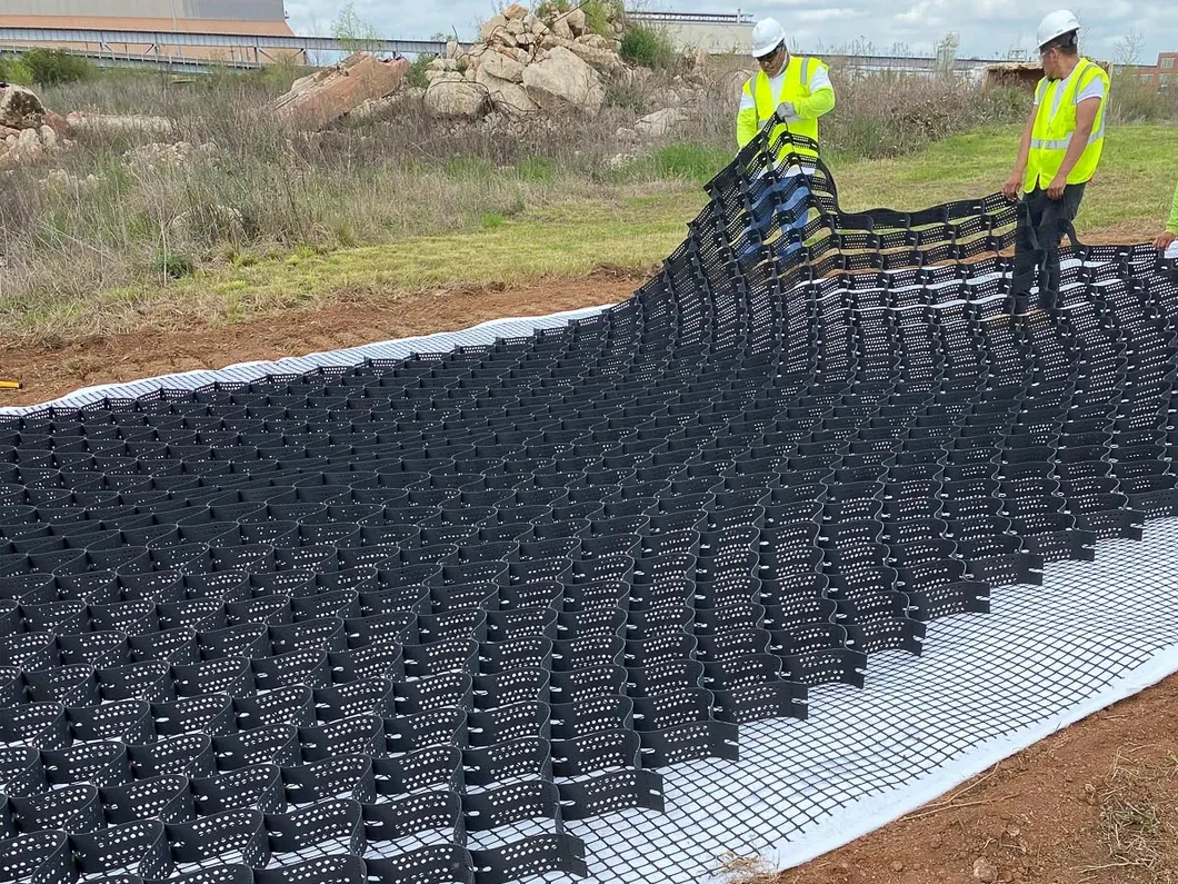 Alta Cabaça de Mel Negro HDPE Geocell Reforçamento Rota Para Rota Gravel Estabilizador Grade Parede de retenção terraplenagem 8