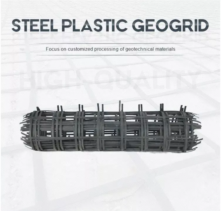 Alta resistência à tensão Soldadura biaxial de aço plástico composto terraplanagem Geogrid Para estabilização do solo Característica antierosão 0