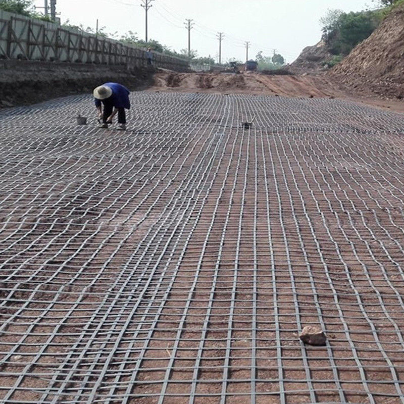Geogrid de aço plástico de 80kn com resistência a ácidos e álcalis para proteção contra inclinações
