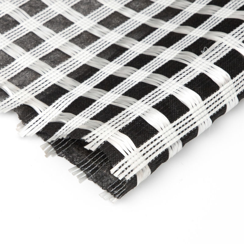 Geogrid de fibra de vidro biaxial composta com geotextil não tecido para reforço do solo/material de construção rodoviária Geocompos