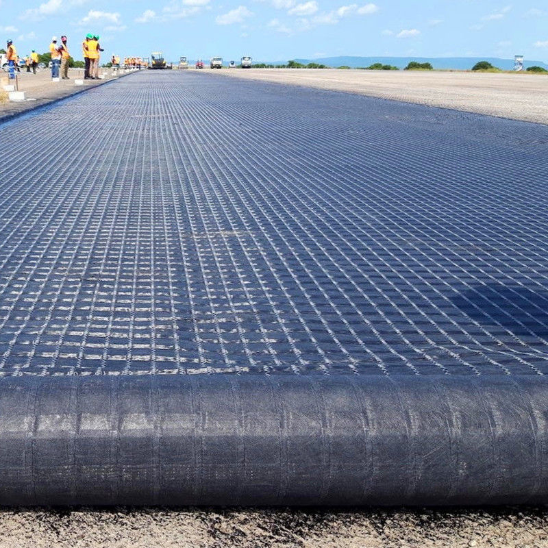 Geogrid de fibra de vidro biaxial composta com geotextil não tecido para reforço do solo/material de construção rodoviária Geocompos