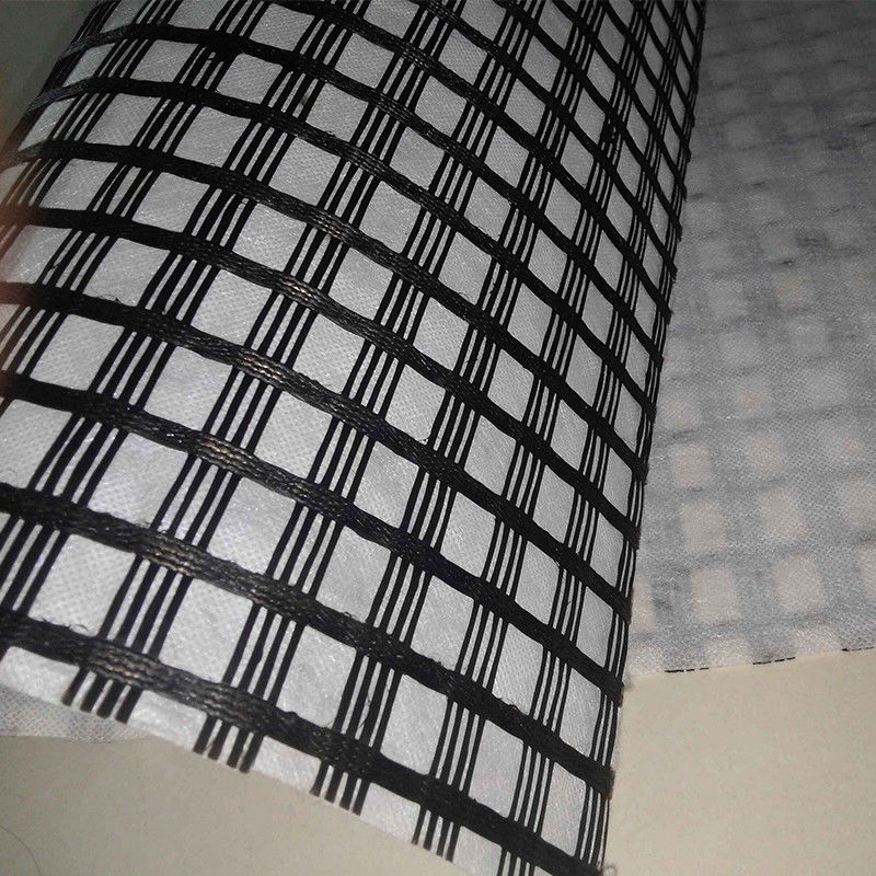 Geogrid de fibra de vidro biaxial composta com geotextil não tecido para reforço do solo/material de construção rodoviária Geocompos