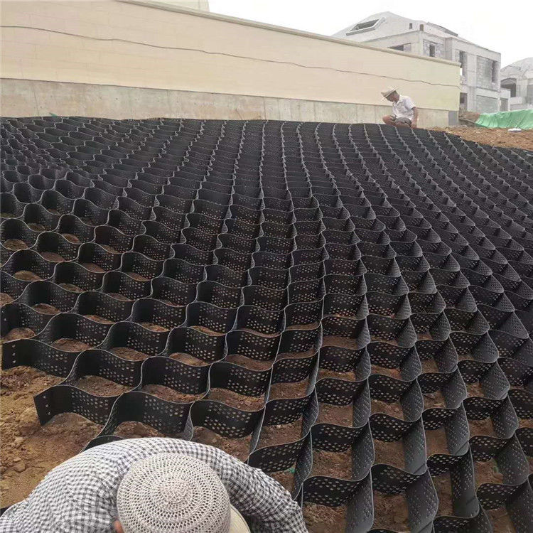 Estabilizador de cascalho preto Grade Ground HDPE Geocell Factory Estabilizador de cascalho para paredes de retenção de entradas