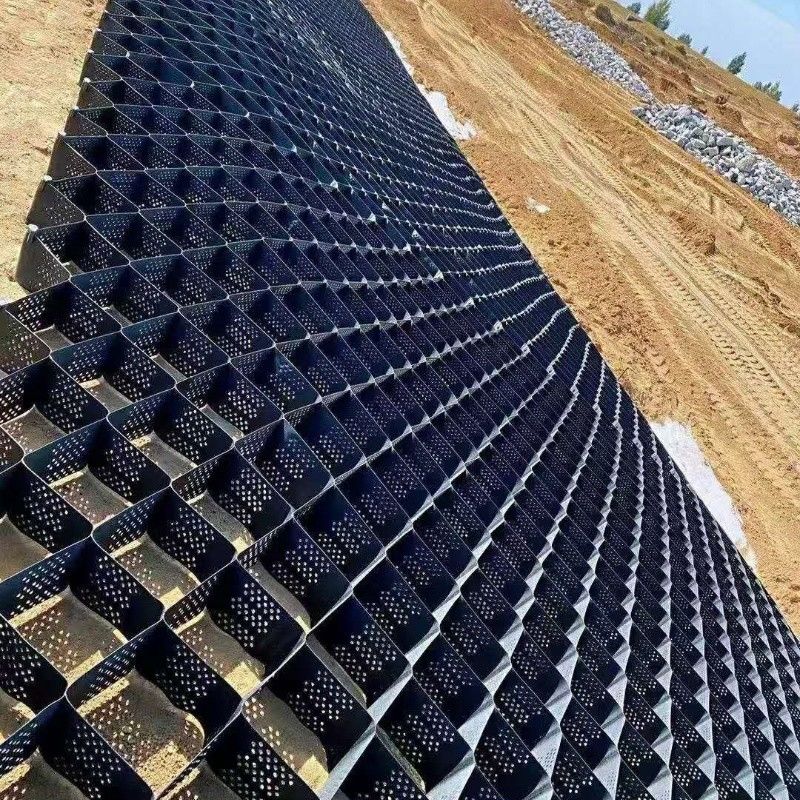 Estabilizador de cascalho preto Grade Ground HDPE Geocell Factory Estabilizador de cascalho para paredes de retenção de entradas