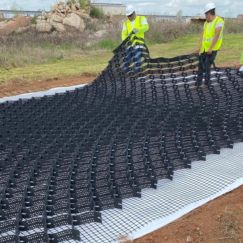 Estabilizador de cascalho preto Grade Ground HDPE Geocell Factory Estabilizador de cascalho para paredes de retenção de entradas
