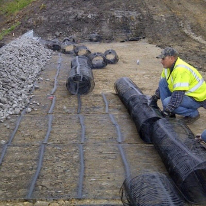 Geo Grid Grid Plástico Uniaxial Poliéster Geogrid Uniaxial Gravel Grid Ground Para Driveway Basement