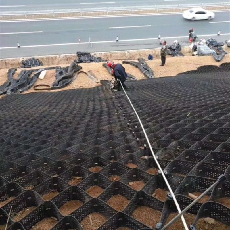 Alta Cabaça de Mel Negro HDPE Geocell Reforçamento Rota Para Rota Gravel Estabilizador Grade Parede de retenção terraplenagem
