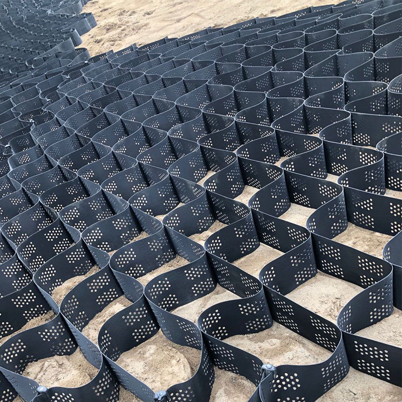 Sistema de confinamento de alta celula texturizada Honeycomb Geocell HDPE para estradas Fundação Proteção de inclinação Parque de estacionamento Rota de entrada Muralha de retenção