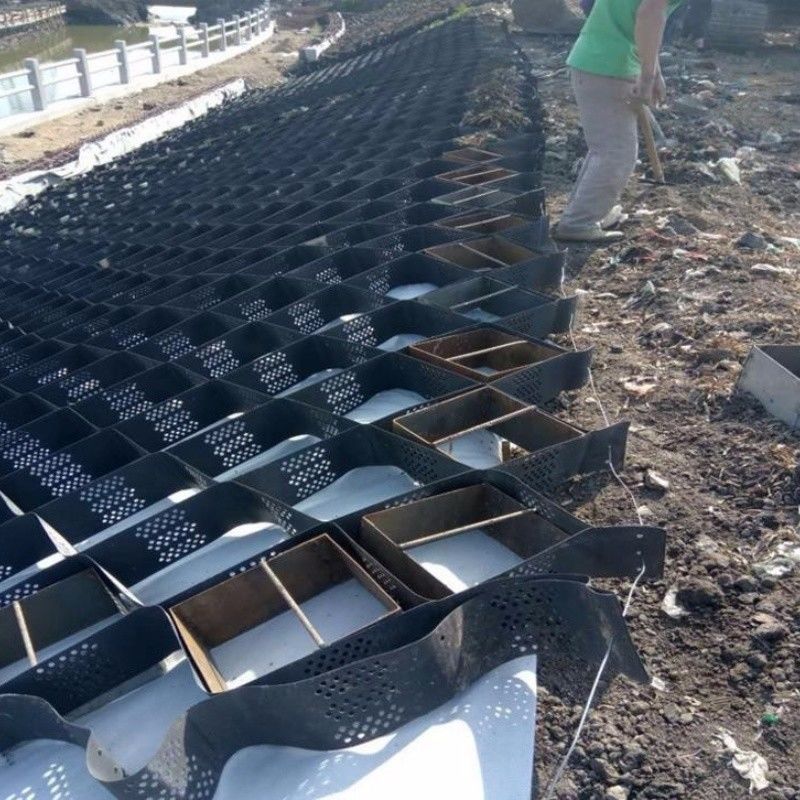 250mm 75mm 100mm 150mm Hdpe Geocell High Textured HDPE Honeycombed Gravel Grid Geocell Plástico preço direto da fábrica