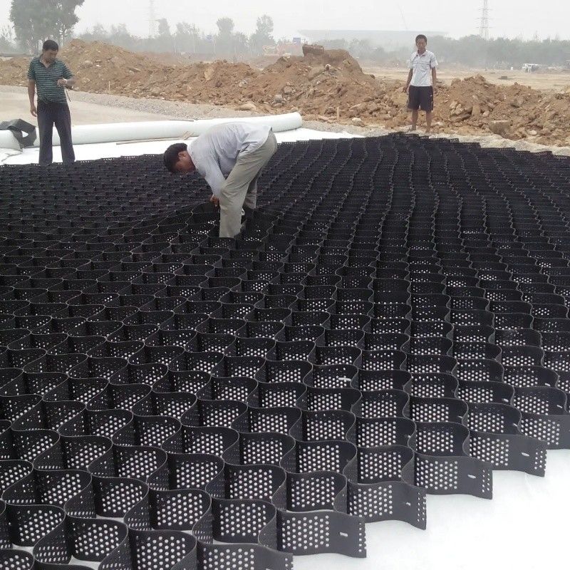 250mm 75mm 100mm 150mm Hdpe Geocell High Textured HDPE Honeycombed Gravel Grid Geocell Plástico preço direto da fábrica