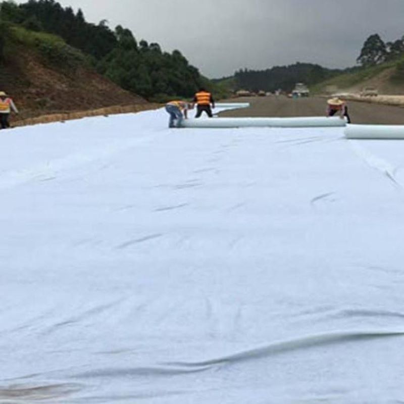 Bianco preto não tecido agulha perfurada geotextil PET PP para estrada rodoviária ferroviária