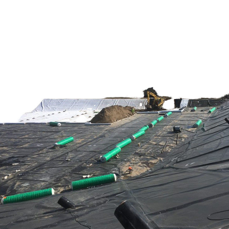 Geomembranas de polietileno de alta densidade (HDPE) revestimentos negros resistentes aos raios UV revestimento de lagoa de polietileno para contenção de aterros sanitários 1,5 mm espessura Geomembrana 500N resistência à tração