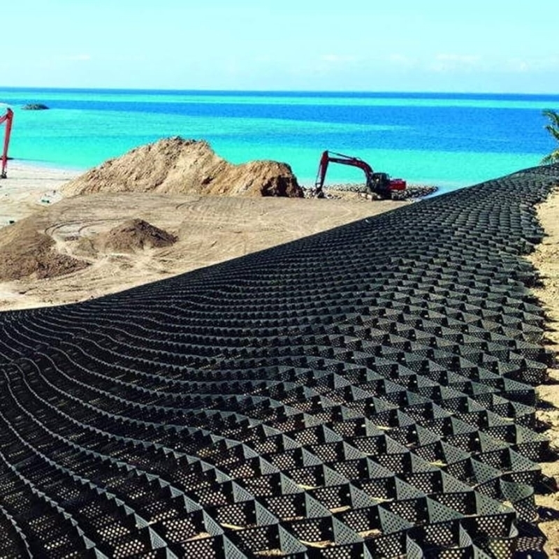 Geocell de alta celulose de confinamento de sistema de fenda de mel Geocell de HDPE para estrada Fundação Proteção de inclinação Parque de estacionamento Parede de retenção