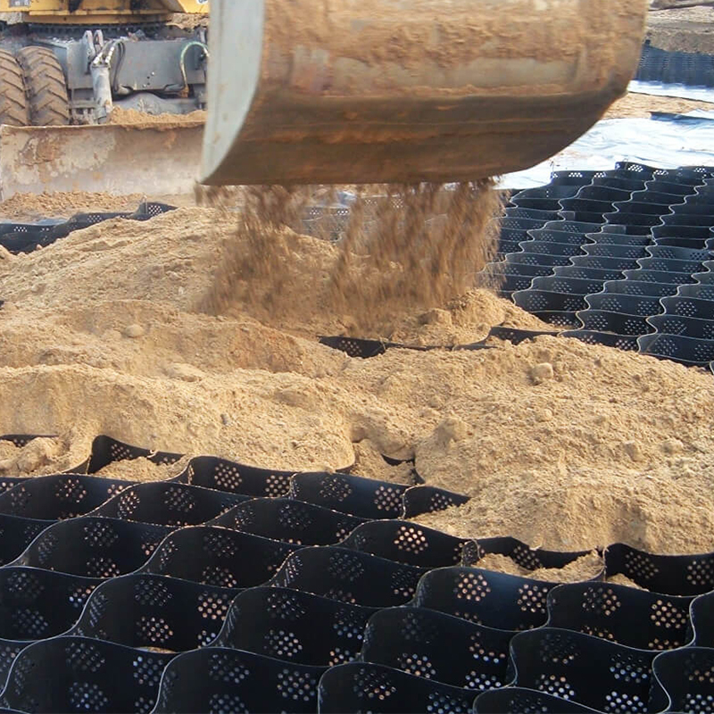 Grelha de cascalho geocelular de plástico HDPE texturizada e perfurada para estabilização de calçadas, reforço de estradas, estacionamento e proteção de encostas