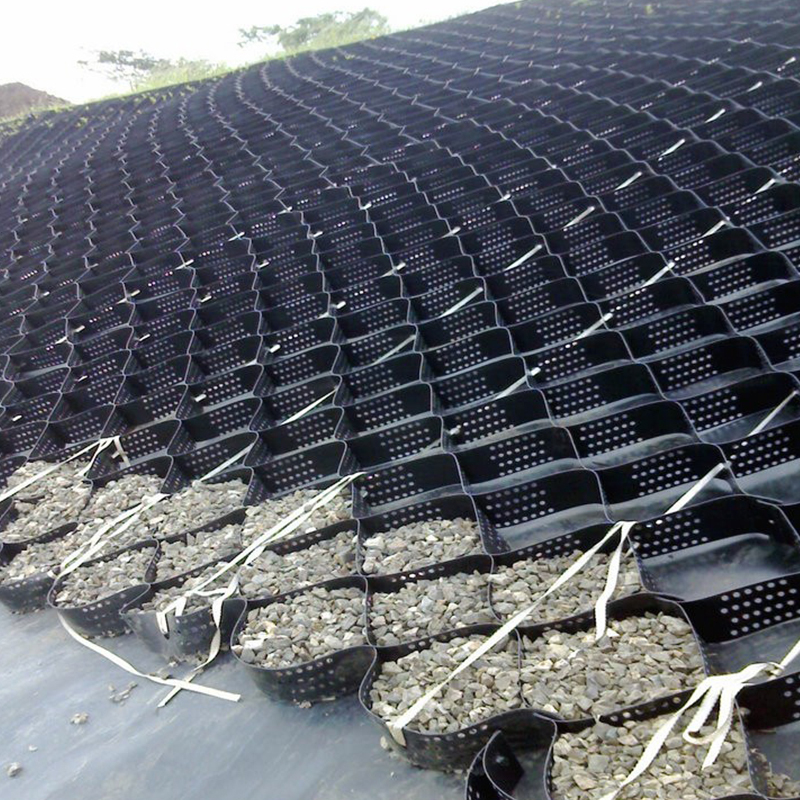 Grelha de cascalho geocelular de plástico HDPE texturizada e perfurada para estabilização de calçadas, reforço de estradas, estacionamento e proteção de encostas