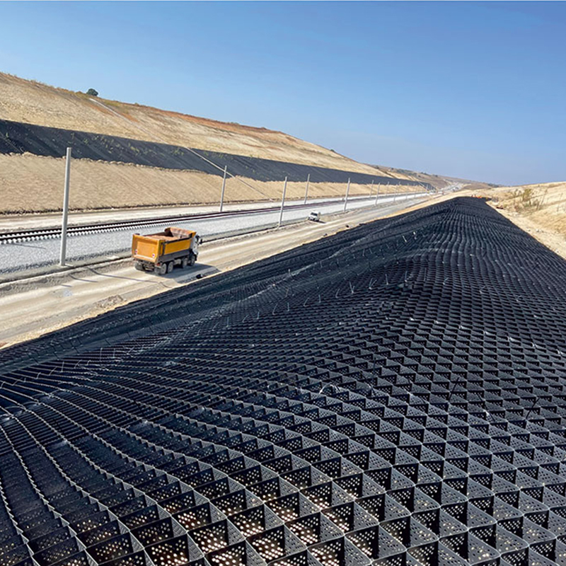 Geocélula HDPE em favo de mel para cascalho de grade rodoviária padrão ASTM de plástico para reforço de muro de contenção, proteção de encostas, calçadas e controle de erosão