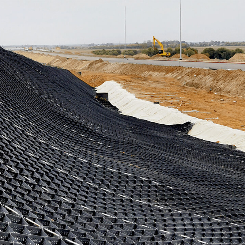 Geocélula HDPE em favo de mel para cascalho de grade rodoviária padrão ASTM de plástico para reforço de muro de contenção, proteção de encostas, calçadas e controle de erosão