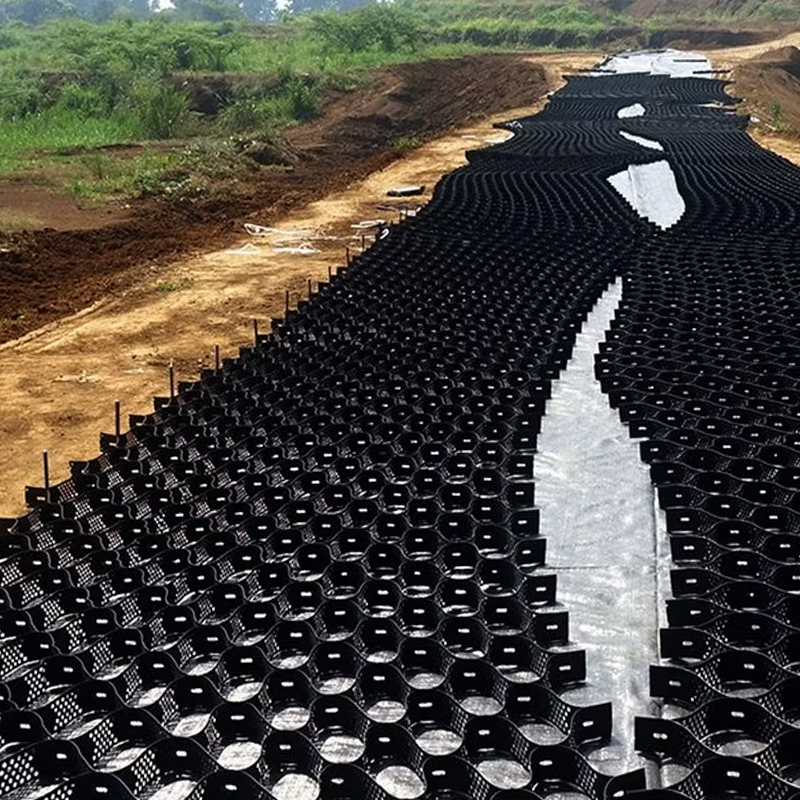 Geocélula HDPE em favo de mel para cascalho de grade rodoviária padrão ASTM de plástico para reforço de muro de contenção, proteção de encostas, calçadas e controle de erosão