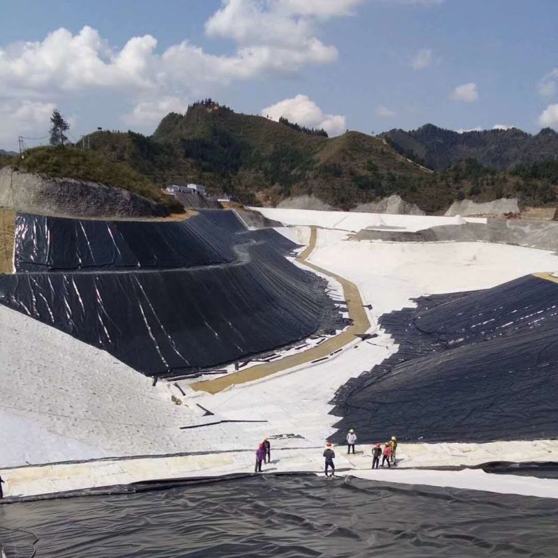Forro impermeável de lagoa de HDPE preto rígido, geomembrana de polietileno, preço de fábrica para venda