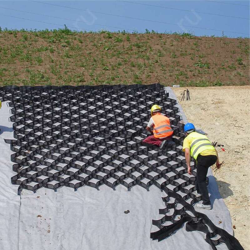 Geocélula de HDPE Plástico para Calçada de Cascalho Geocélula de HDPE para Controle de Solo em Estradas para Reforço Rodoviário Proteção de Taludes Controle de Erosão Cascalho Rodovia